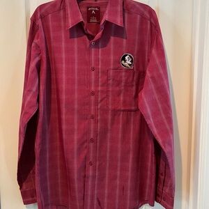 Antigua Men's Red Plaid Florida State Seminoles Shirt-Large-NWT